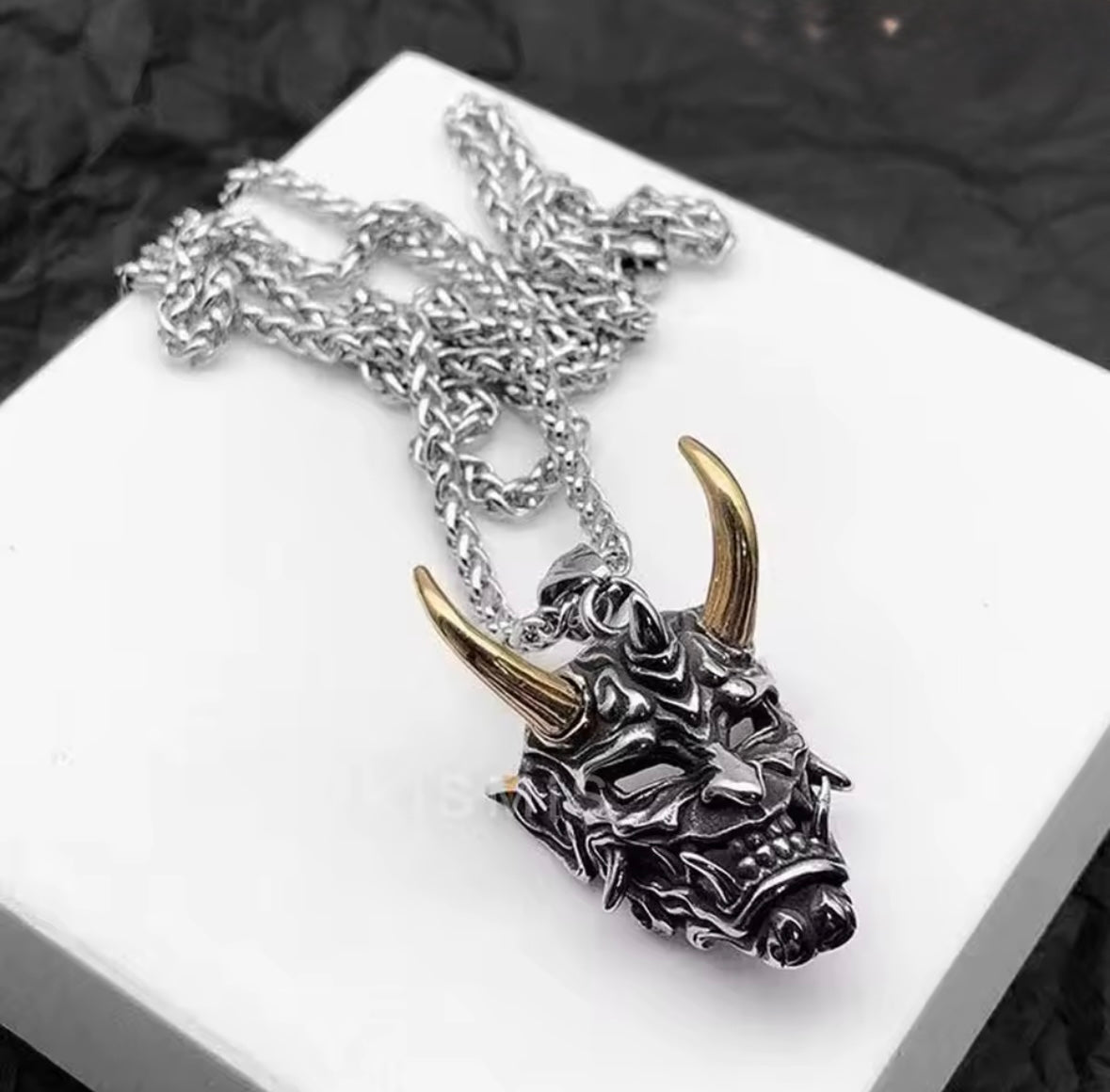 Demon Mask Samurai Ghost Pendant Necklace