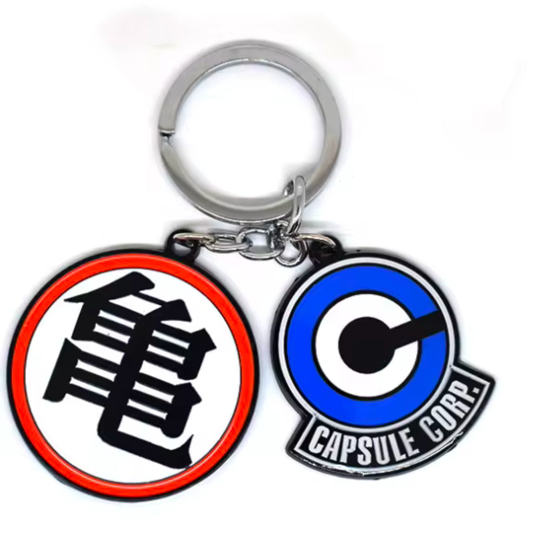 Dragon Ball Z Keychain - Gi Kanji and Capsule Corp Symbol Logo