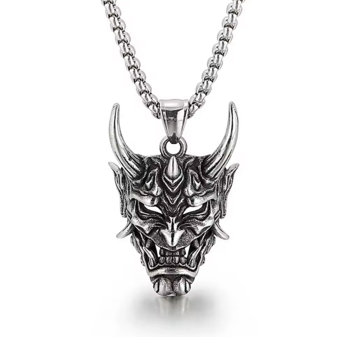 Demon Mask Samurai Ghost Pendant Necklace