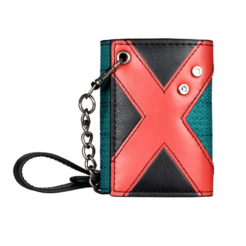 Katsuki Bakugo Cosplay Style Leather Tri-Fold Chain Wallet