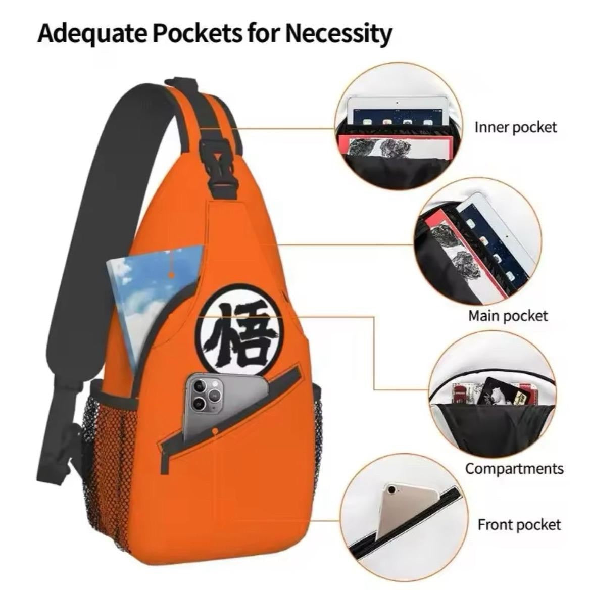 Dragon Ball Z Goku Gi Kanji Symbol Chest Bag Backpack