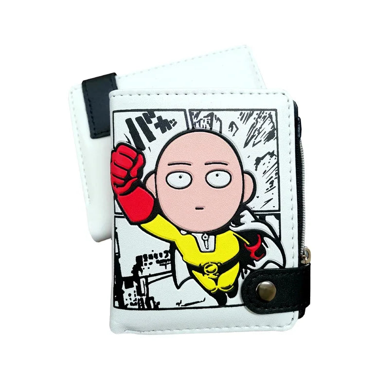 Saitama Bald Cape Hero Leather Button Wallet