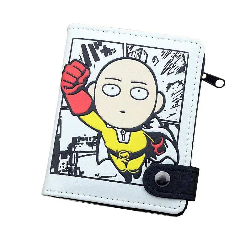 Saitama Bald Cape Hero Leather Button Wallet