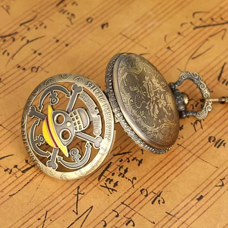 Bronze Luffy Yellow Straw Hat Pirates Pocket Watch