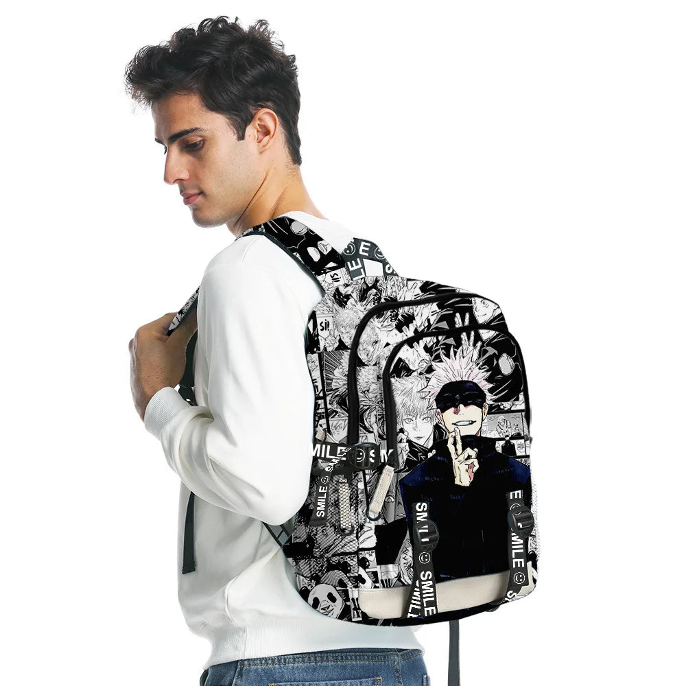 Satoru Gojo Manga Style Print School Backpack Bag