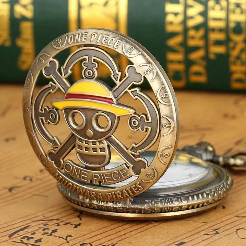 Bronze Luffy Yellow Straw Hat Pirates Pocket Watch