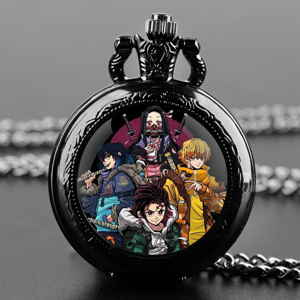 Tanjiro and Nezuko Kamada, Inosuke Hashibira, Zenitsu Agatsuma Character Urban Style Pocket Watch