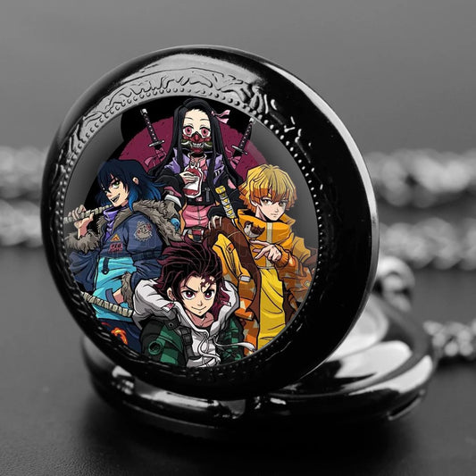 Tanjiro and Nezuko Kamada, Inosuke Hashibira, Zenitsu Agatsuma Character Urban Style Pocket Watch