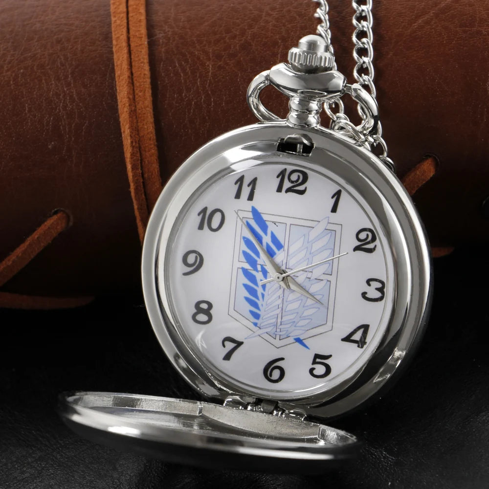 Silver or Bronze Scout Regiment Survey Corps Wings of Freedom Pocket Watch