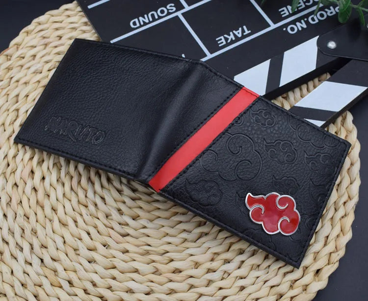 Akatsuki Red Cloud Symbol Pendant Leather Wallet