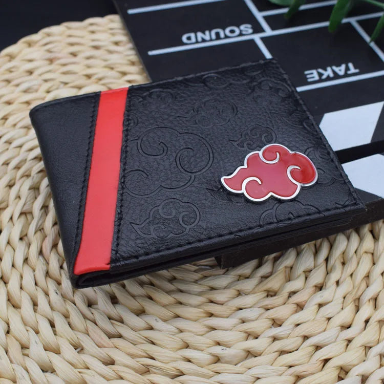 Akatsuki Red Cloud Symbol Pendant Leather Wallet