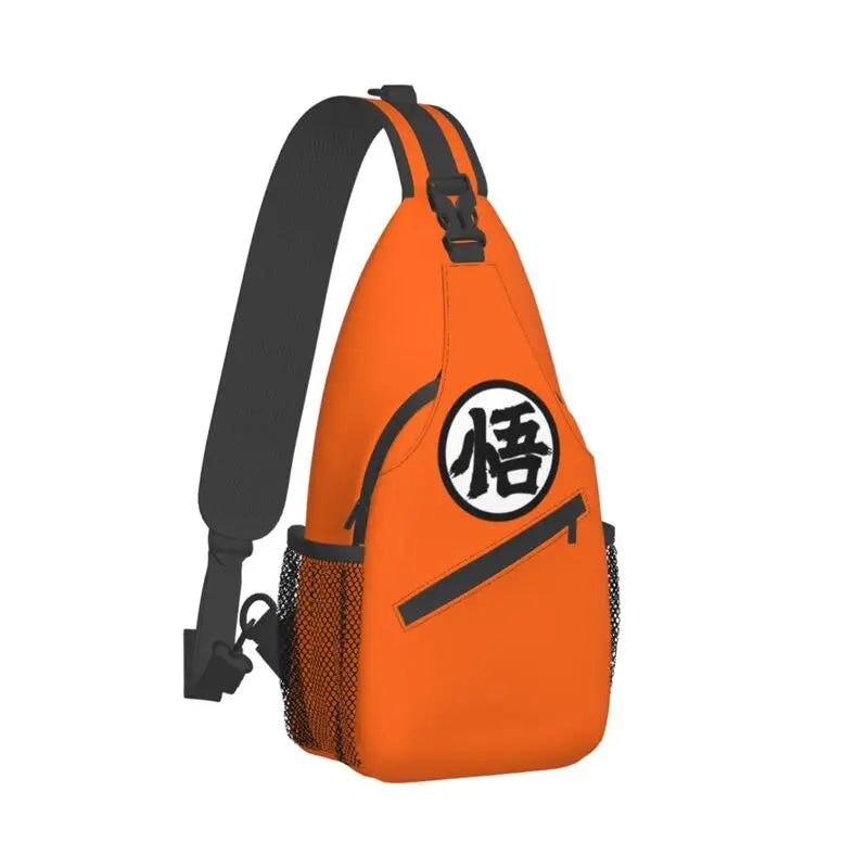 Goku Kanji Symbol Logo Crossbody Sling Backpack Shoulder Chest Bag