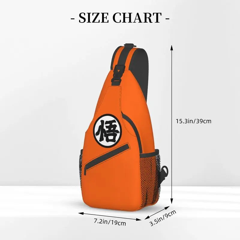 Goku Kanji Symbol Logo Crossbody Sling Backpack Shoulder Chest Bag