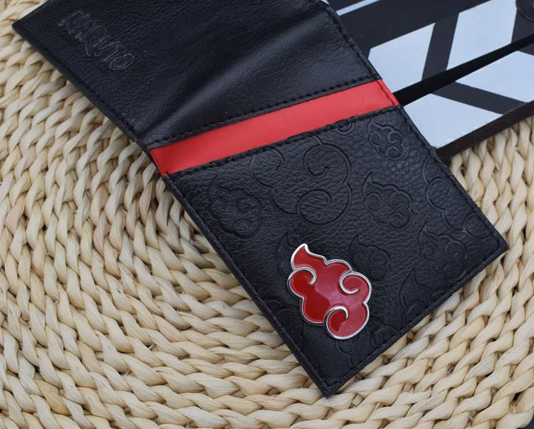 Akatsuki Red Cloud Symbol Pendant Leather Wallet