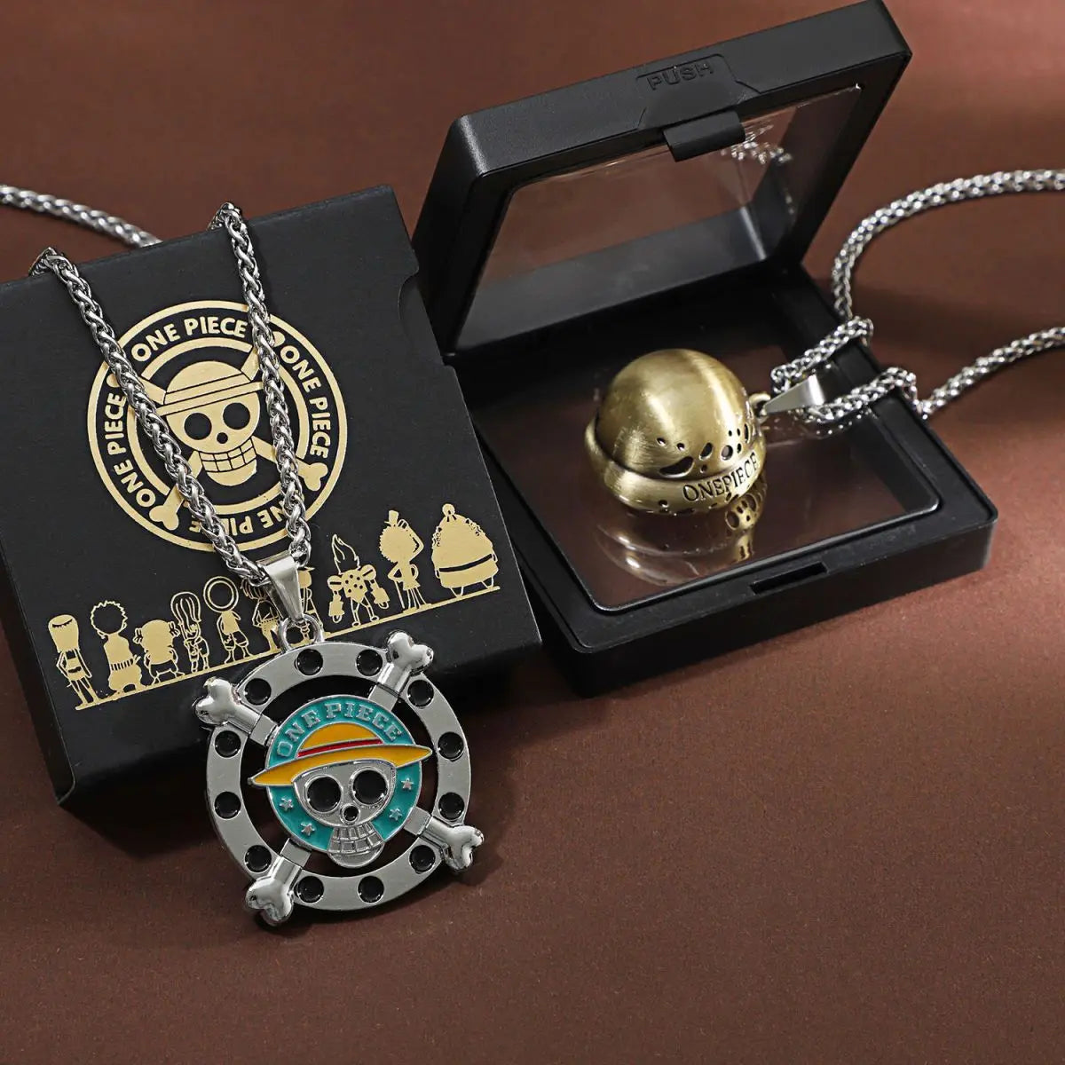 Premium Straw Hat Pirates Member Jolly Roger Necklace Symbol with Gift Box