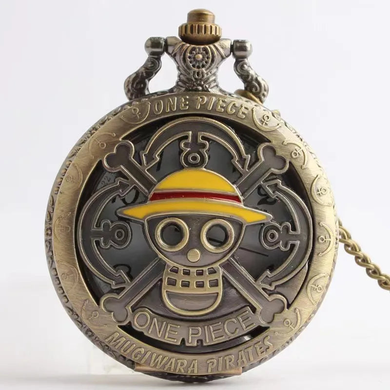 Bronze Luffy Yellow Straw Hat Pirates Pocket Watch