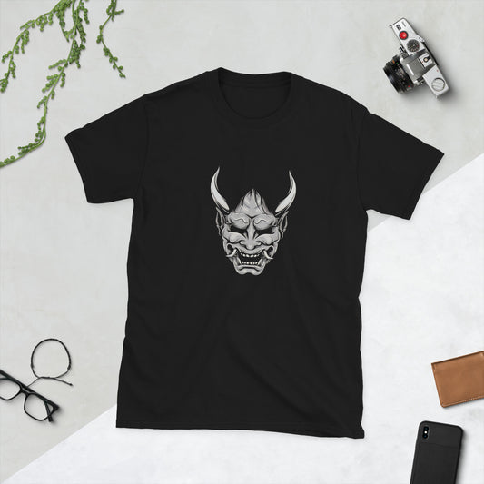 Gray Hannya Mask Graphic Short-Sleeve Unisex T-Shirt