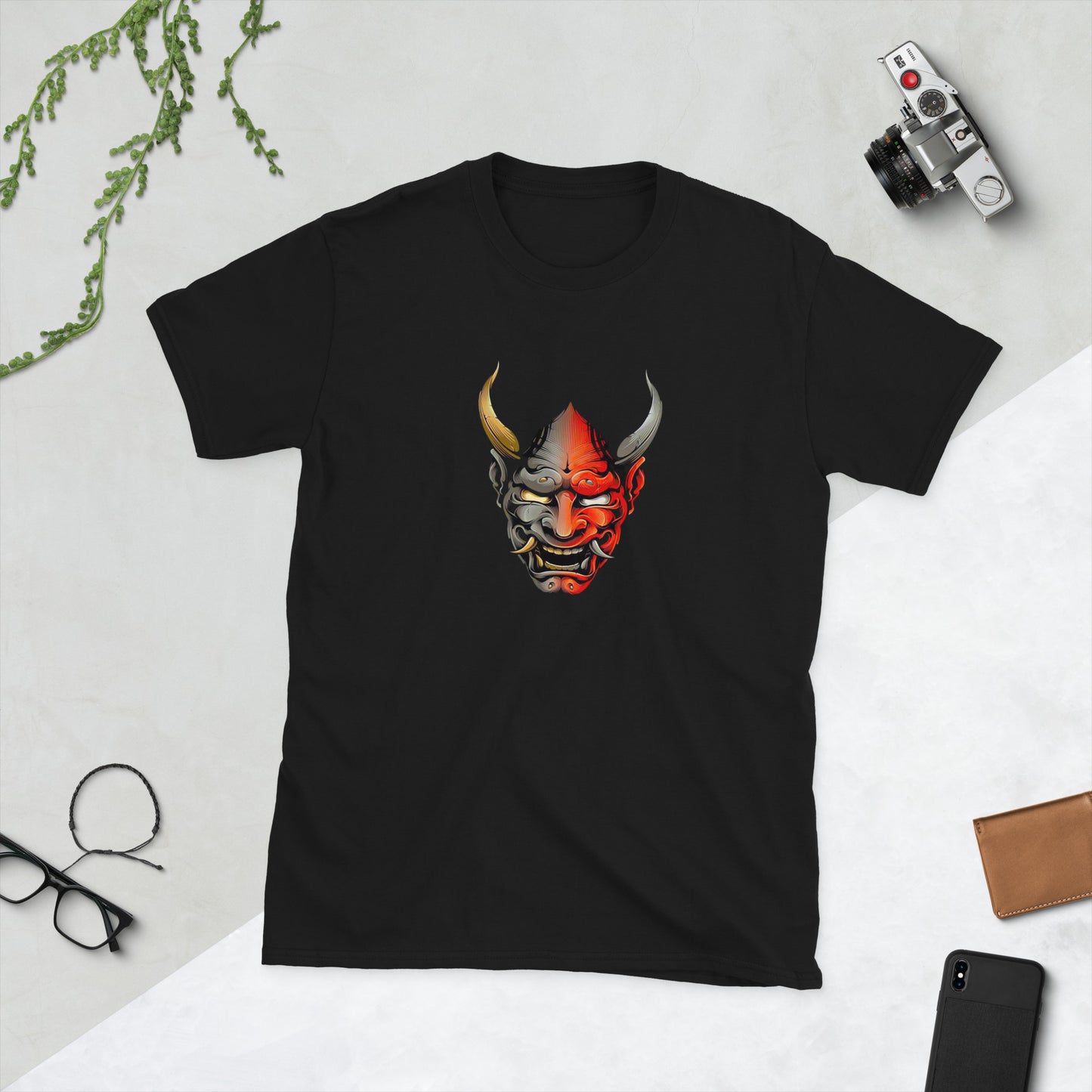 Red & Gray Hannya Mask Graphic Short-Sleeve Unisex T-Shirt