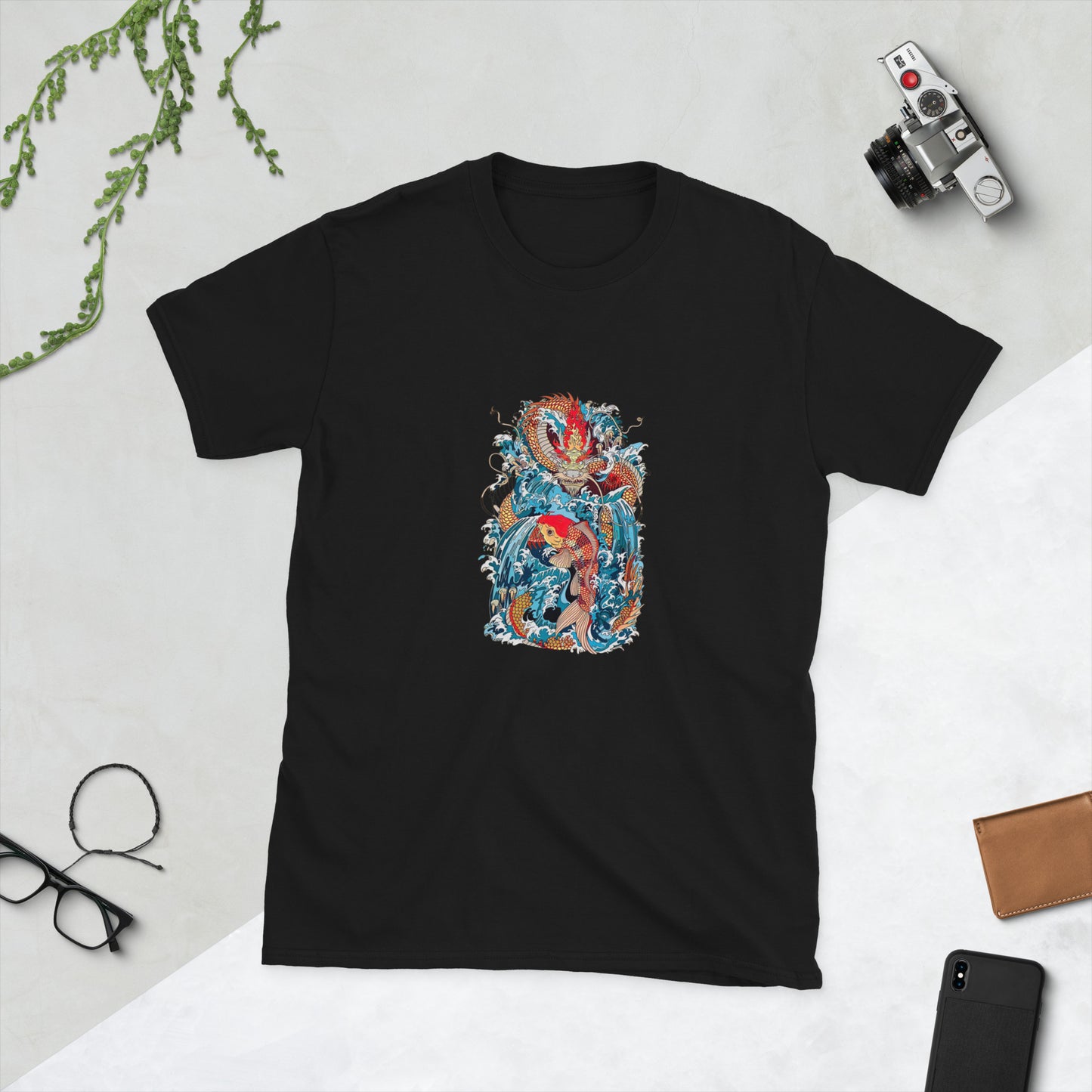 Japanese Dragon & Koi Fish Yakuza Tattoo Graphic Short-Sleeve Unisex T-Shirt