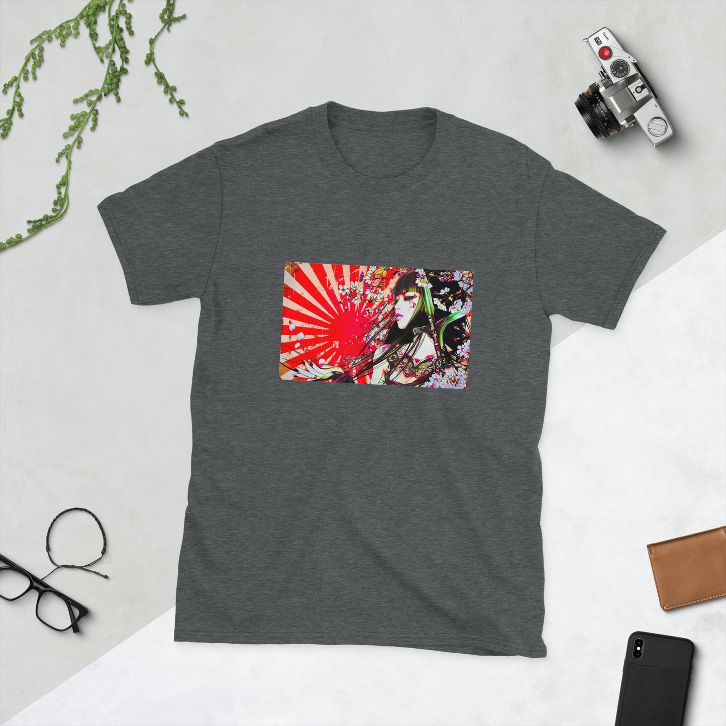 Japanese Sun Geisha Graphic Streetwear Short-Sleeve Unisex T-Shirt