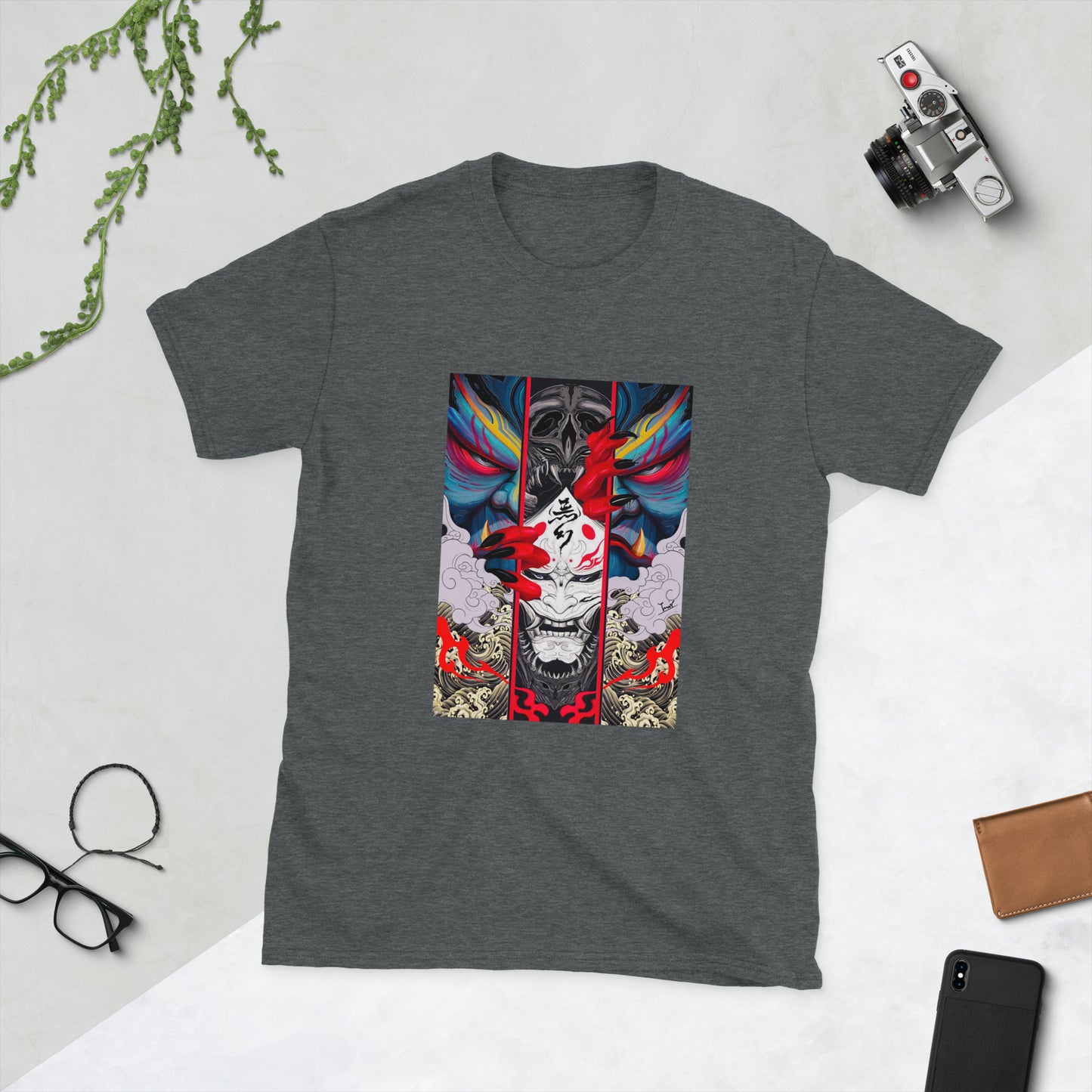 Japanese 3 Layer Demon Graphic Short-Sleeve Unisex T-Shirt