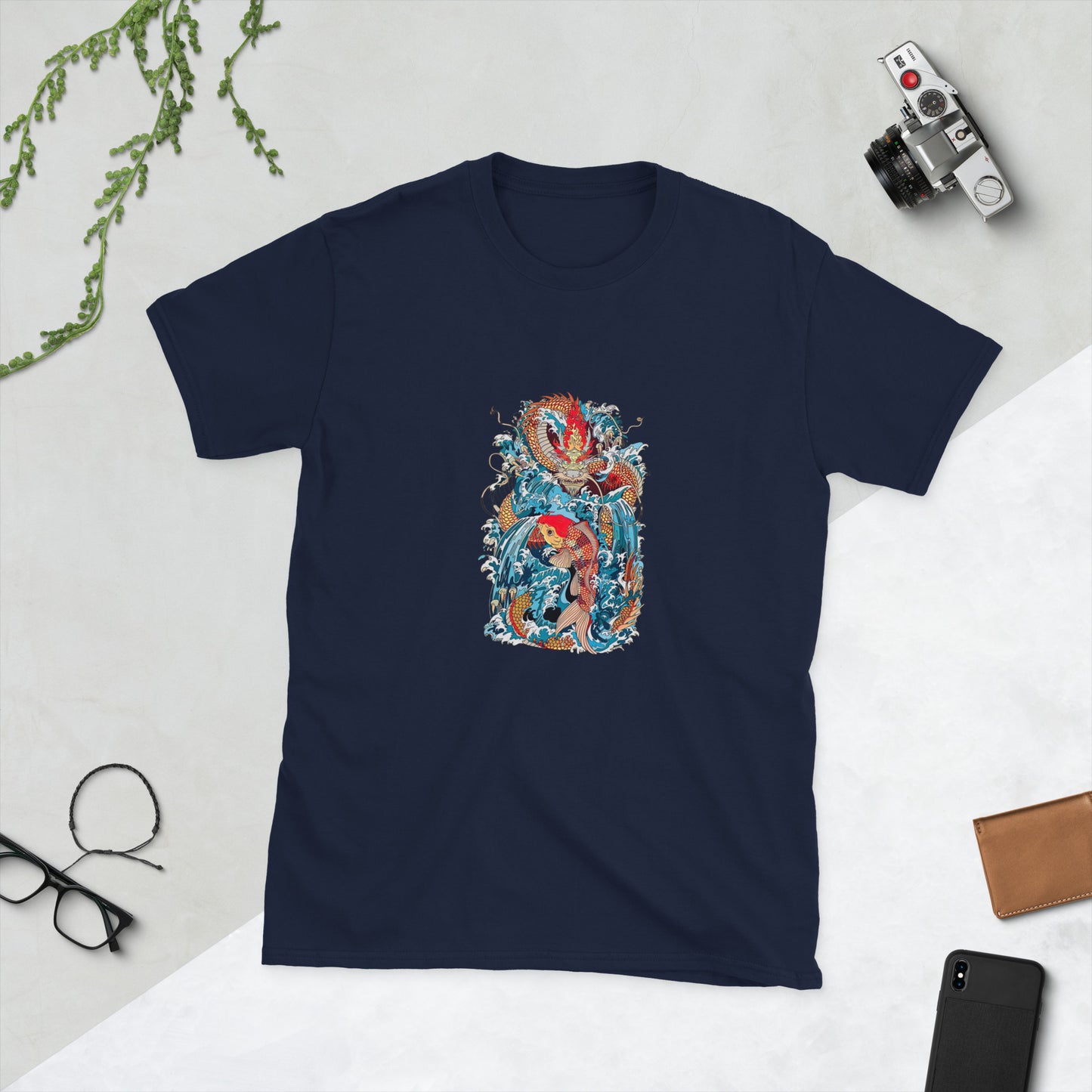 Japanese Dragon & Koi Fish Yakuza Tattoo Graphic Short-Sleeve Unisex T-Shirt