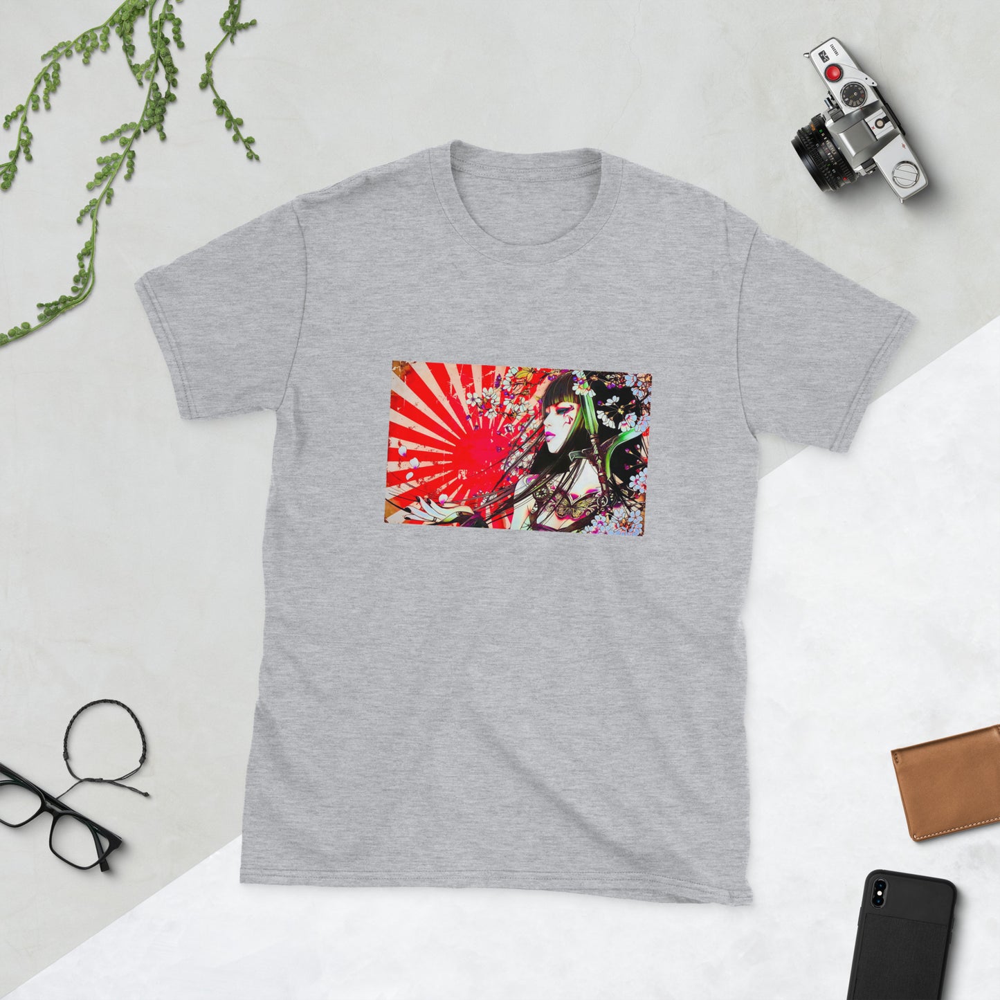 Japanese Sun Geisha Graphic Streetwear Short-Sleeve Unisex T-Shirt