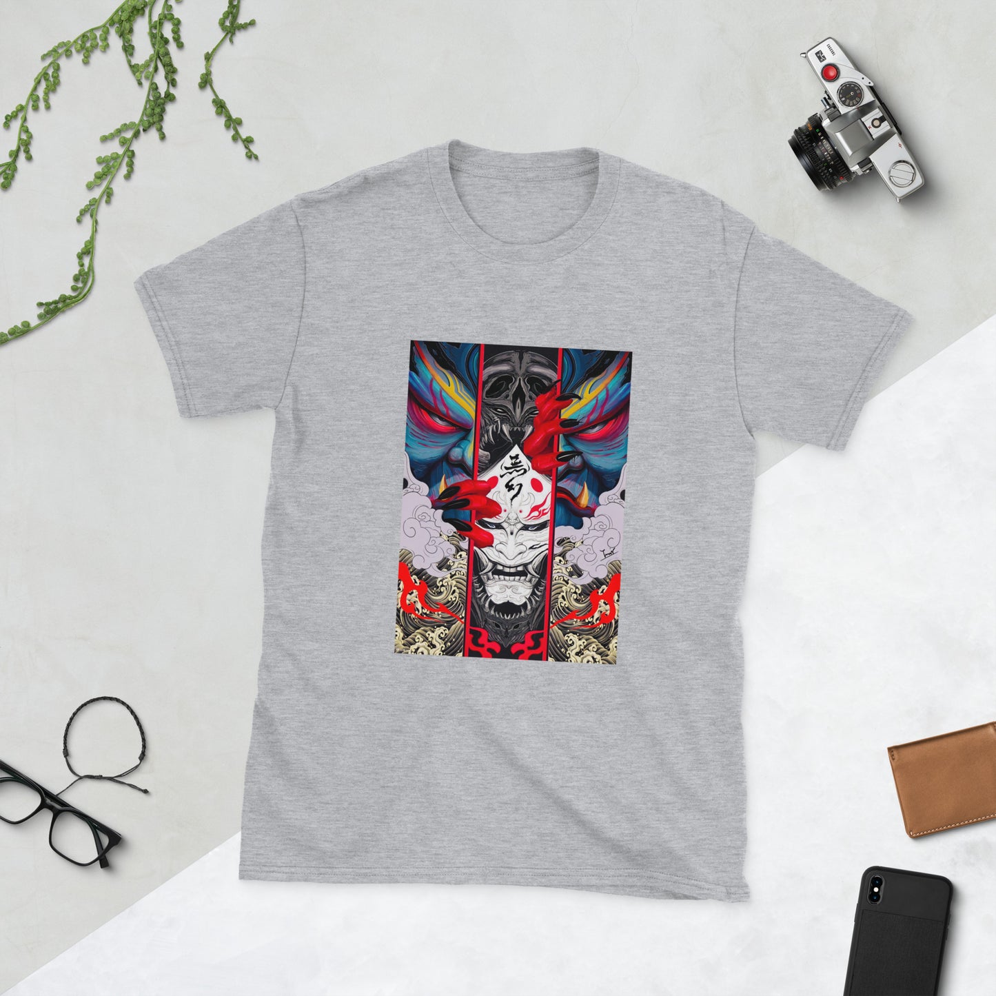 Japanese 3 Layer Demon Graphic Short-Sleeve Unisex T-Shirt